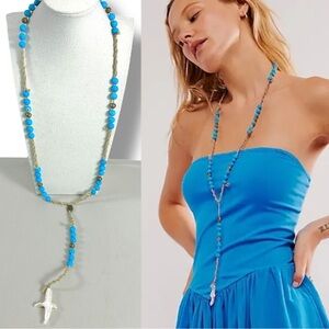 Free People Ariana Ost The Webber Strand Necklace Turquoise Blue NWT Bohemian
